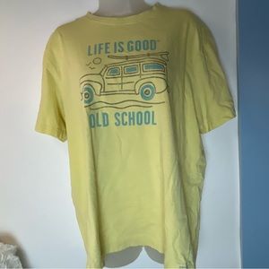 Life is Good Yellow T-Shirt "Old School"‎ Men's Large